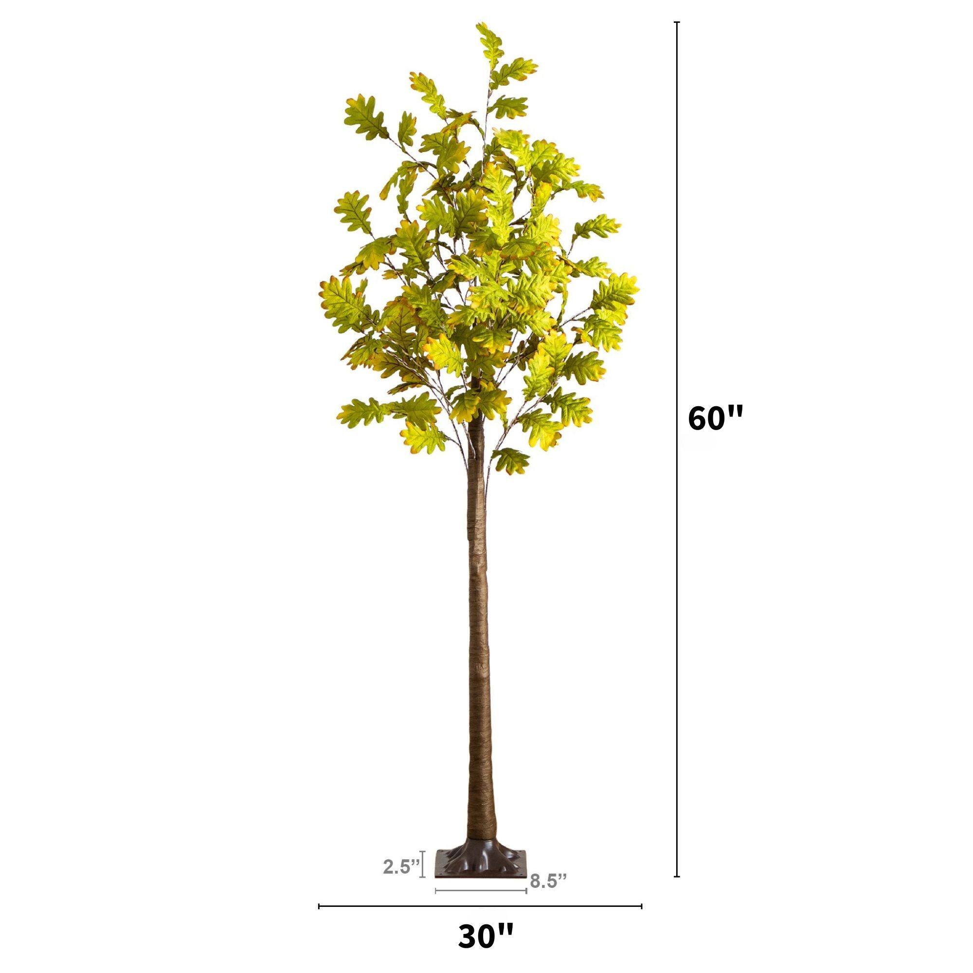 5ft. Pre-Lit Green Autumn Oak Artificial Fall Tree with 200 Warm White LED Lights
